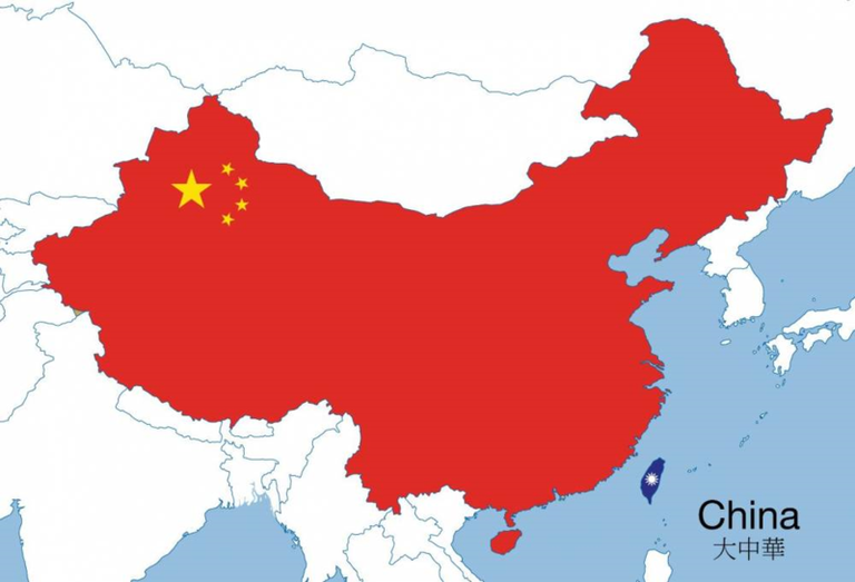 Map of China and Taiwan.