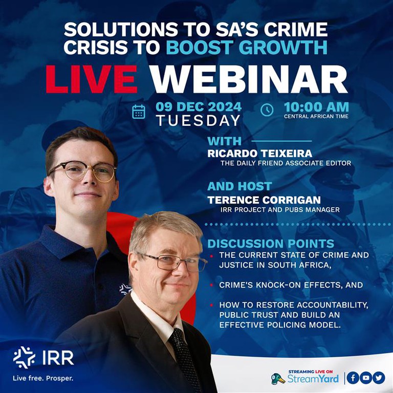 IRR Webinar: Solutions to SA's crime crisis to boost growth